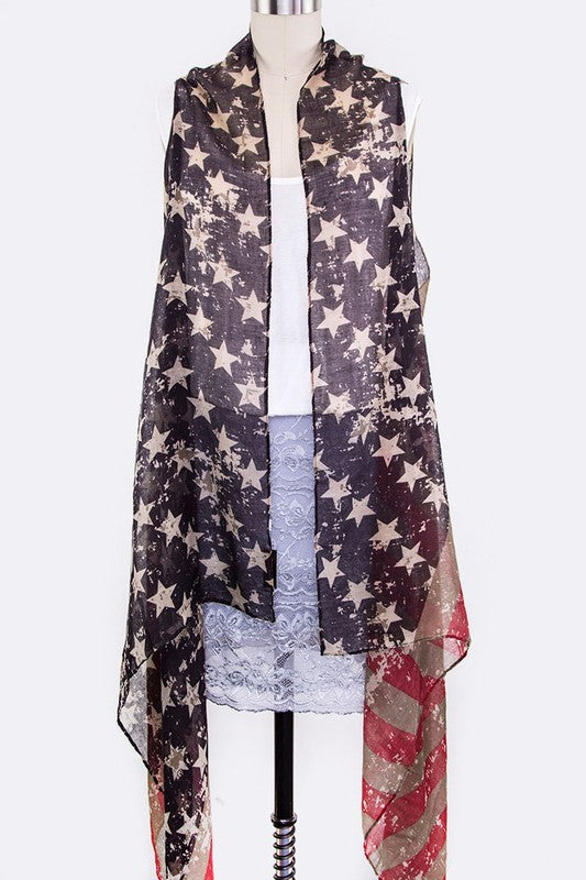 Vintage American Flag Sleeveless Cardigans