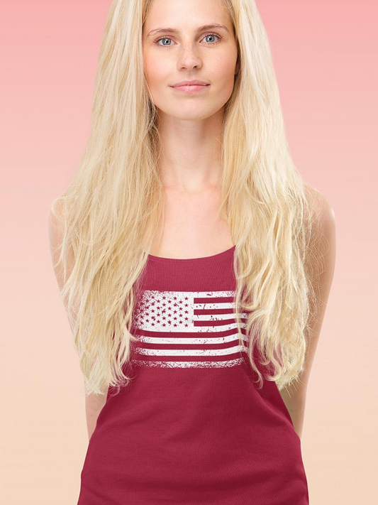 Blurry American Flag Racerback Tank