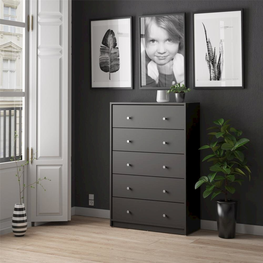 Portland 5 Drawer Chest, Grey