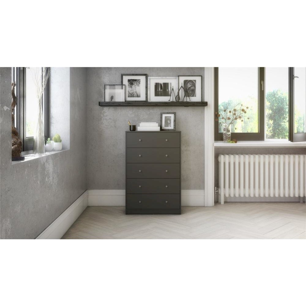 Portland 5 Drawer Chest, Grey