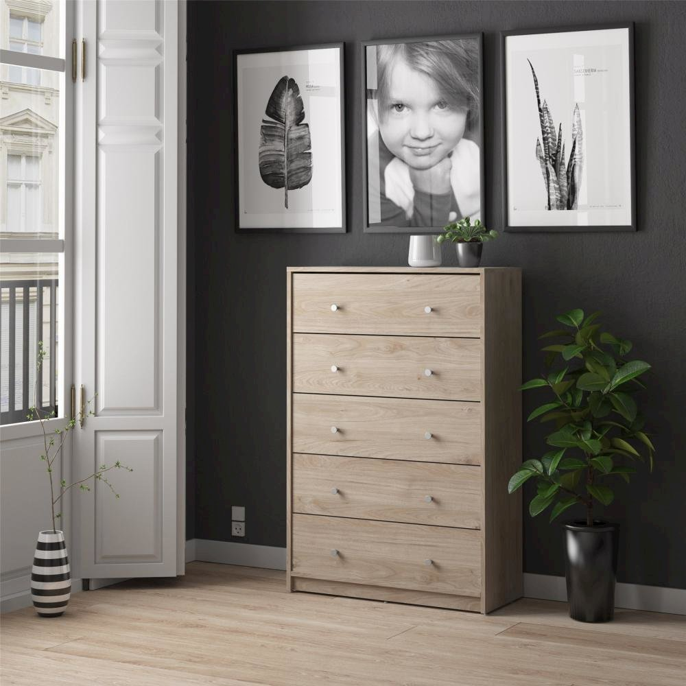 Portland 5 Drawer Chest, Grey