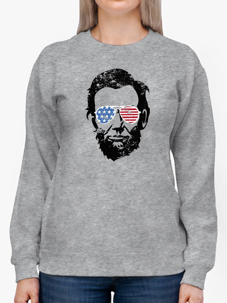 Lincoln With American Glasses Sweatshirt Women's