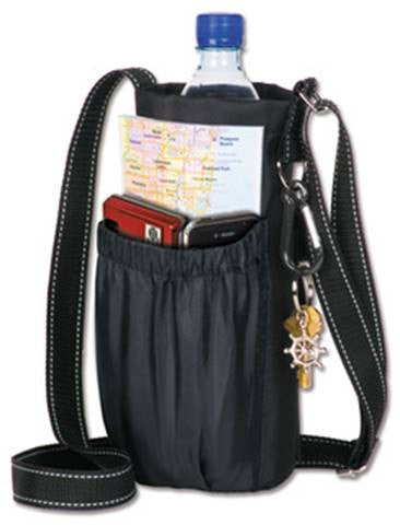 The Go Caddy Water Bottle Holder ~  cylindrical tote bag ~ fits bottles up to 1.5 liter