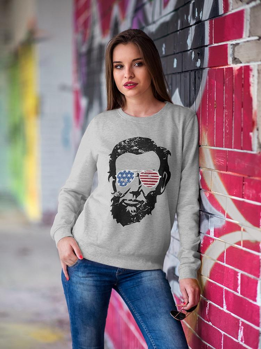 Lincoln With American Glasses Sweatshirt Women's