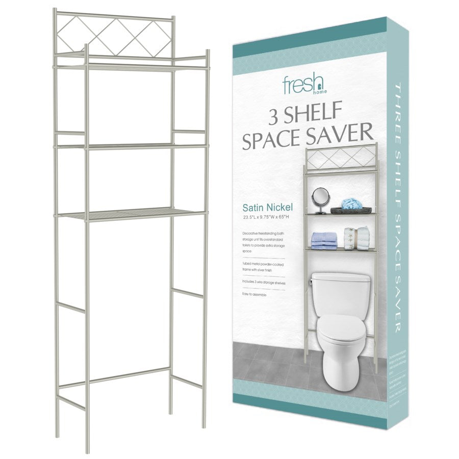 J&V TEXTILES 3-Shelf Metal Bathroom Organizer Over The Toilet, Bathroom Space Saver