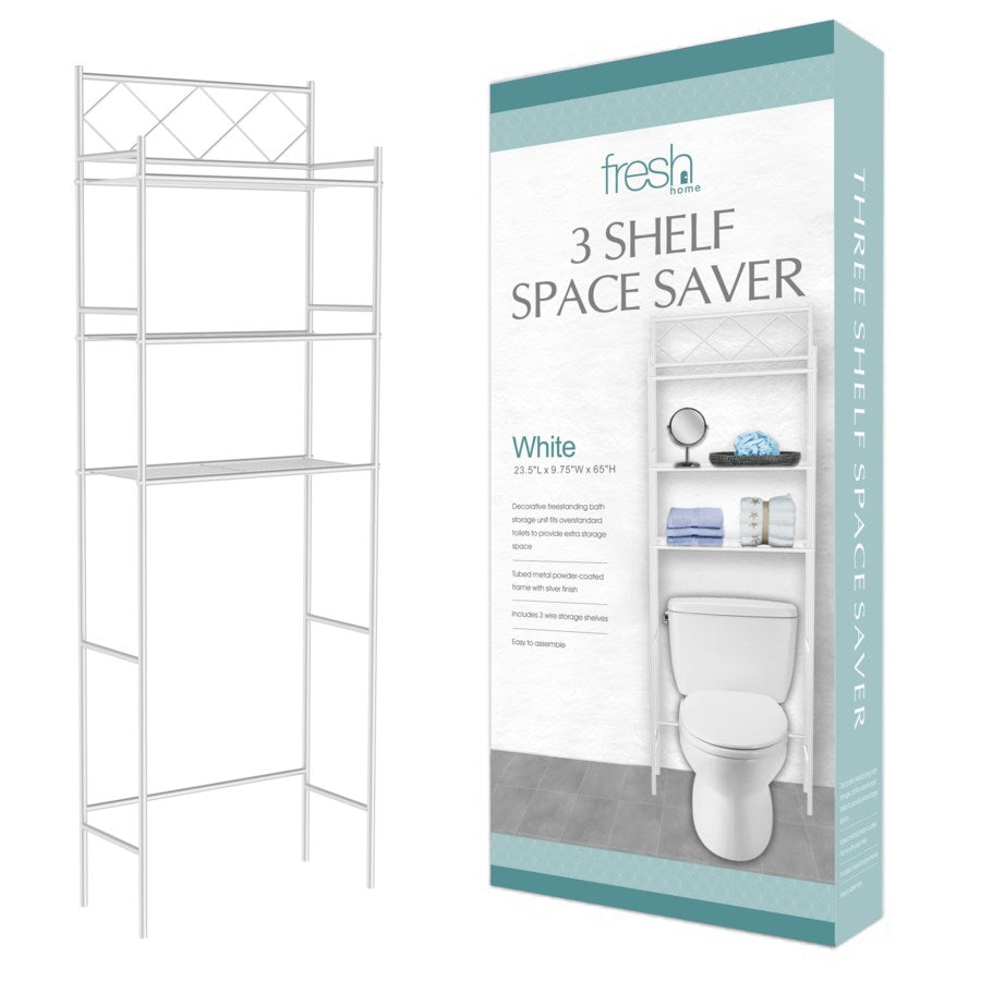 J&V TEXTILES 3-Shelf Metal Bathroom Organizer Over The Toilet, Bathroom Space Saver