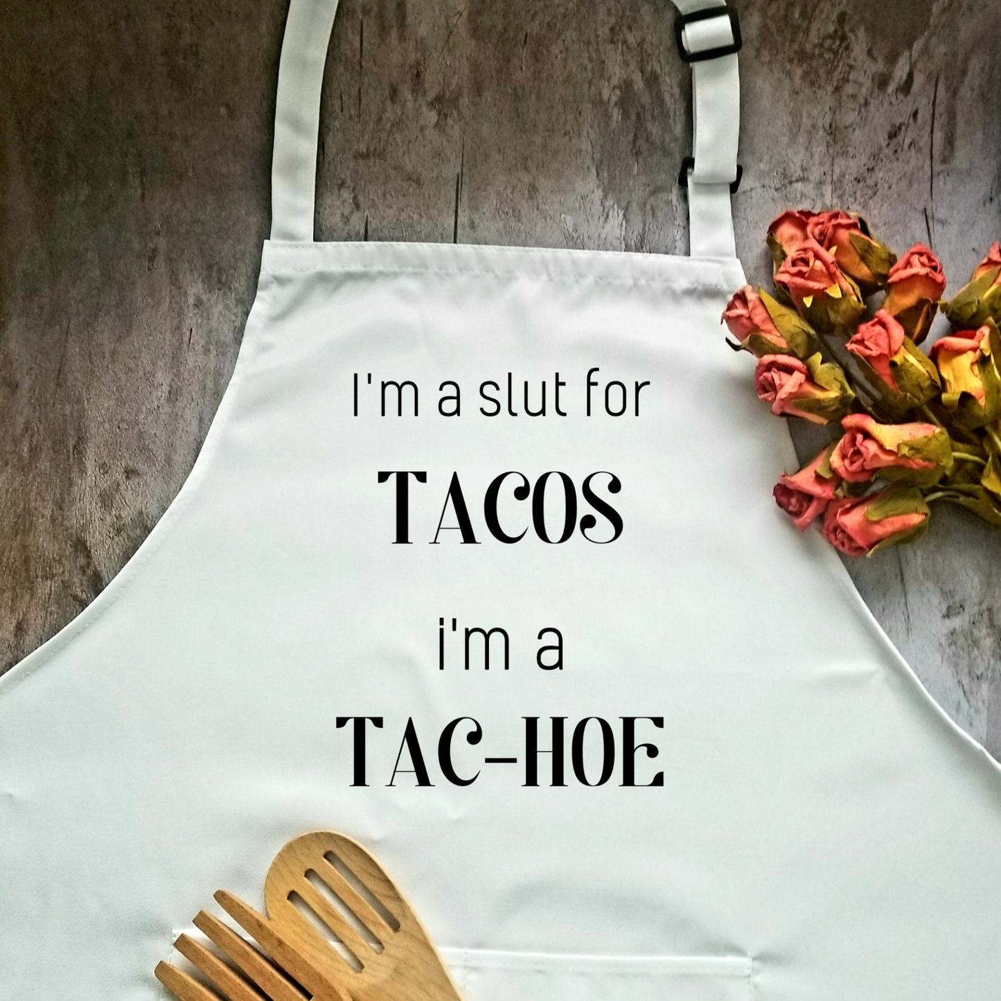 Funny Adjustable Kitchen or BBQ Apron, Sarcastic Gift for the Cook or Griller, Kitchen Gifts, Bib Apron with Pockets, Funny Taco Lover Apron