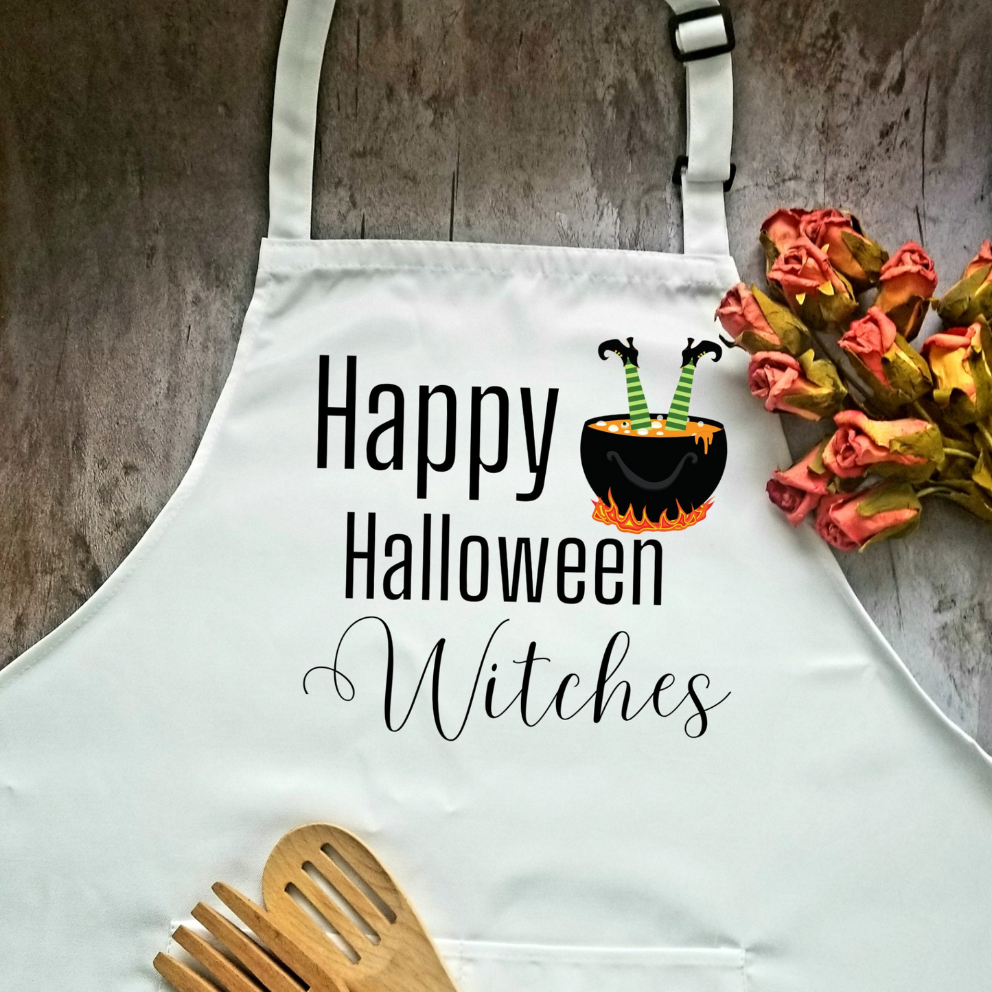 Happy Halloween Witches Humorous Apron | Funny Adjustable Halloween Apron | Perfect Housewarming Gift for Cook or Griller