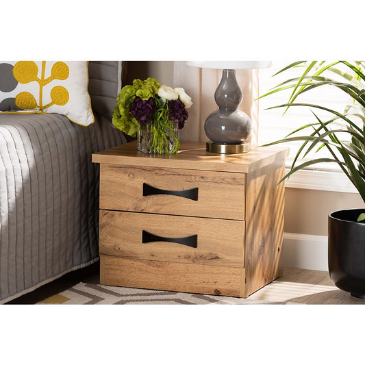 Colburn Modern and Contemporary Oak Brown Finished Wood 2-Drawer Nightstand