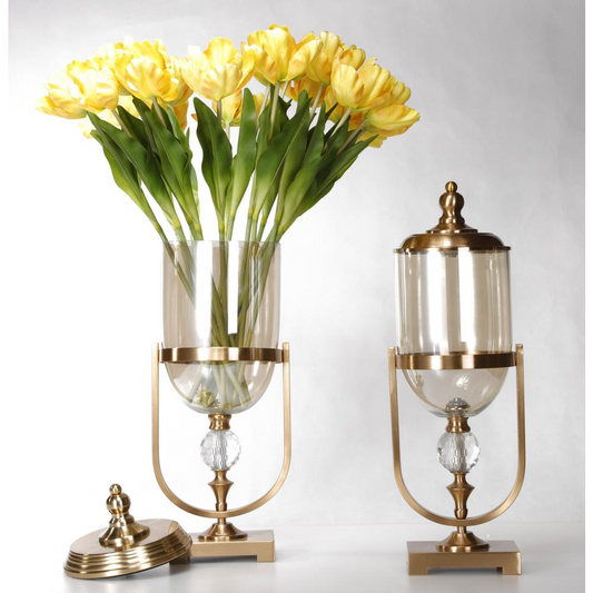 Gold Set Of Two Lidded Vases