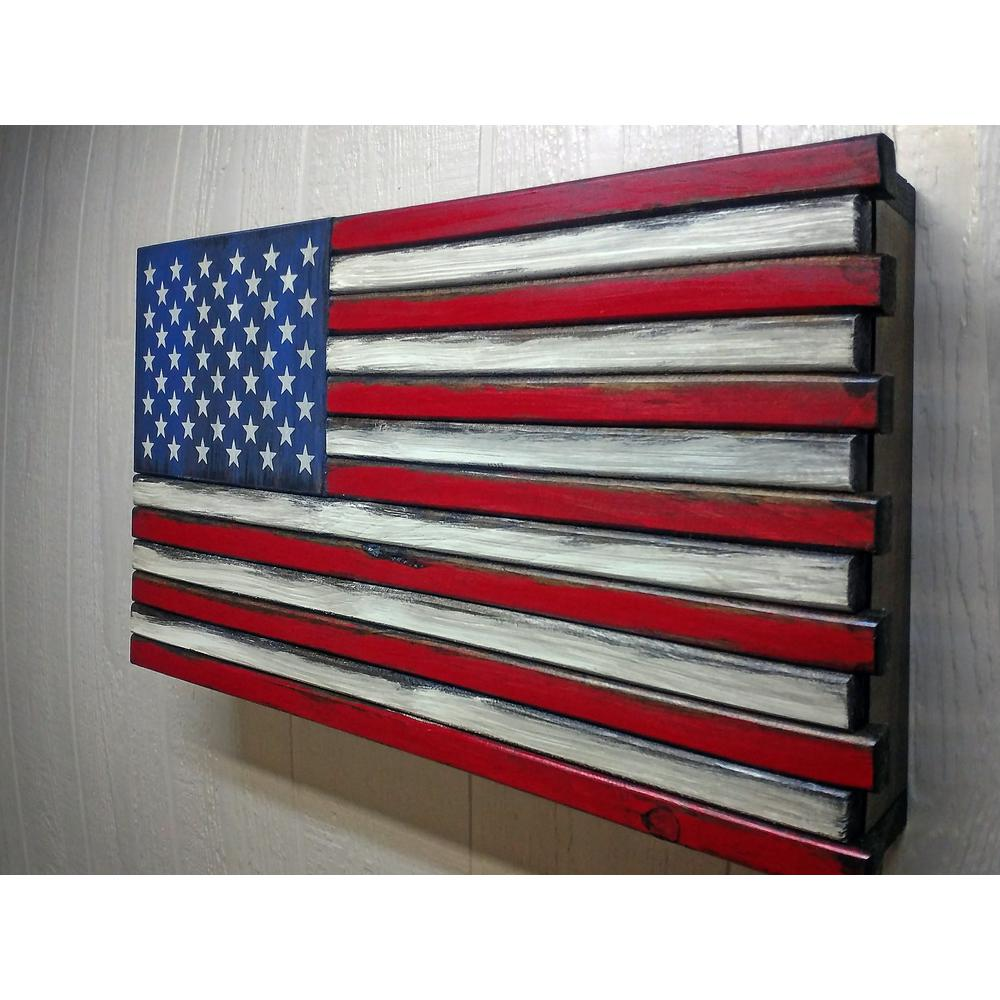 Large American Flag Wall Hanging Gun Concealment with Two Secret Compartments