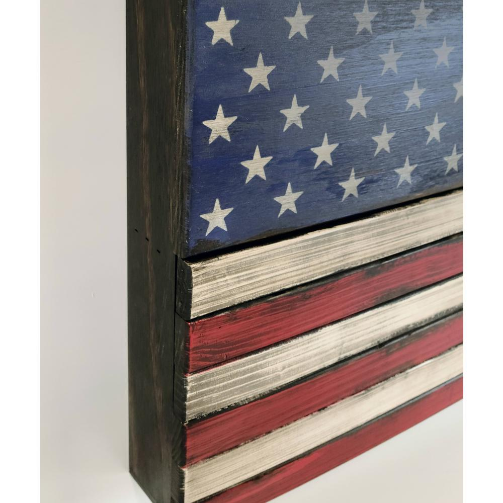 Large American Flag Wall Hanging Gun Concealment with Two Secret Compartments