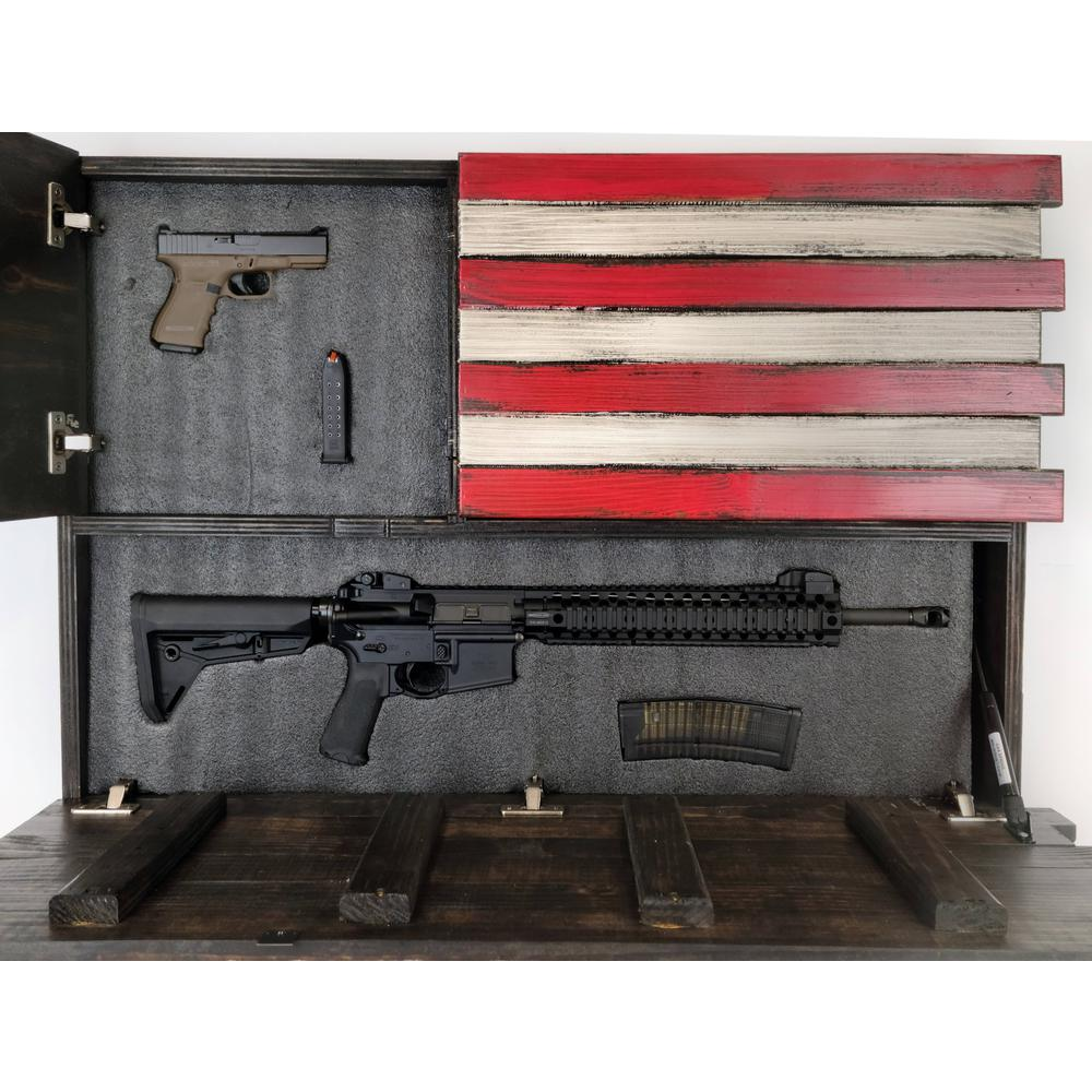 Large American Flag Wall Hanging Gun Concealment with Two Secret Compartments