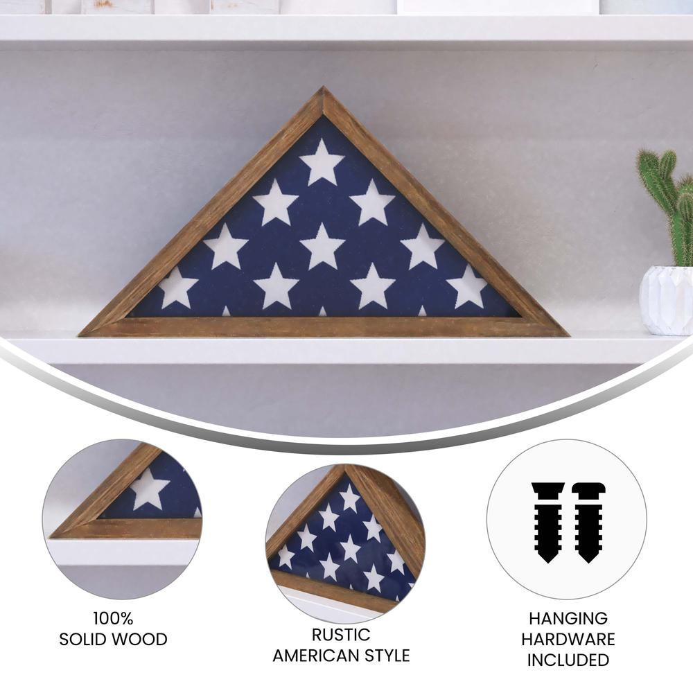 Sheehan Weathered Wood Memorial Flag Display Case - Solid Wood Military Flag Display Case for 9.5 x 5 American Veteran Flag