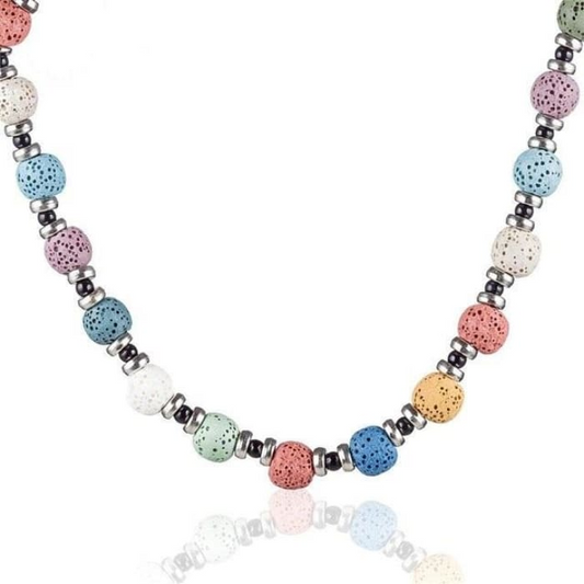 Rainbow Lava Stone Essential Oil Necklace