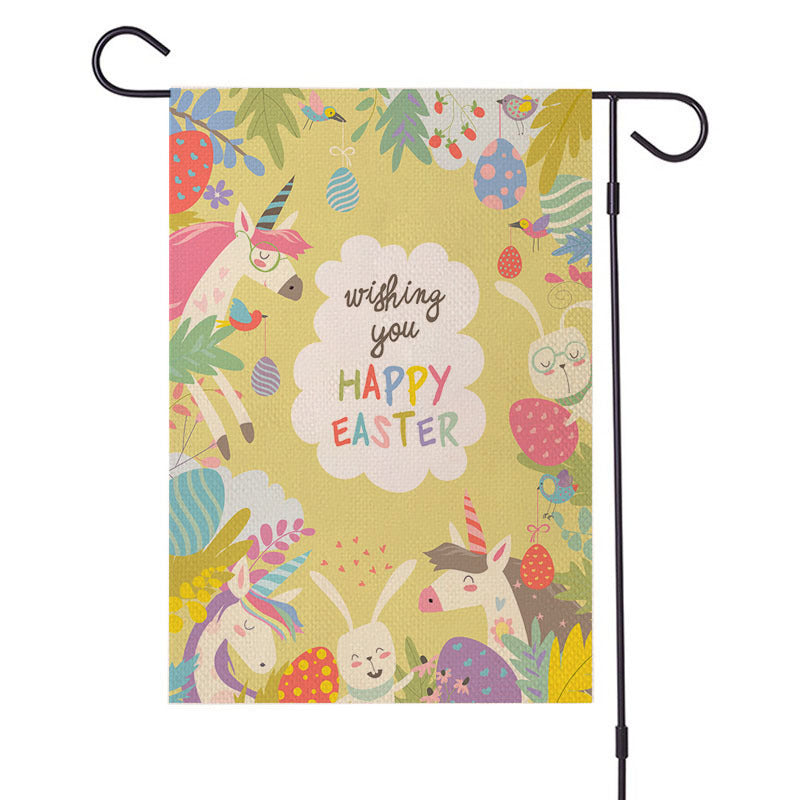 Spring Easter Burlap Garden Flag