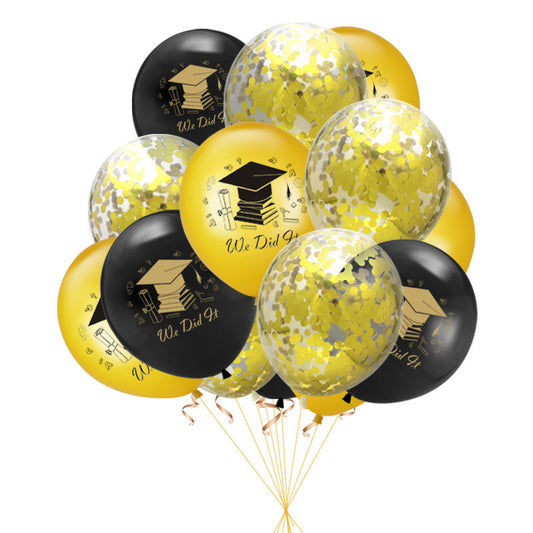 10 pcs Graduation Balloons Gold Silver Black Latex Balloon