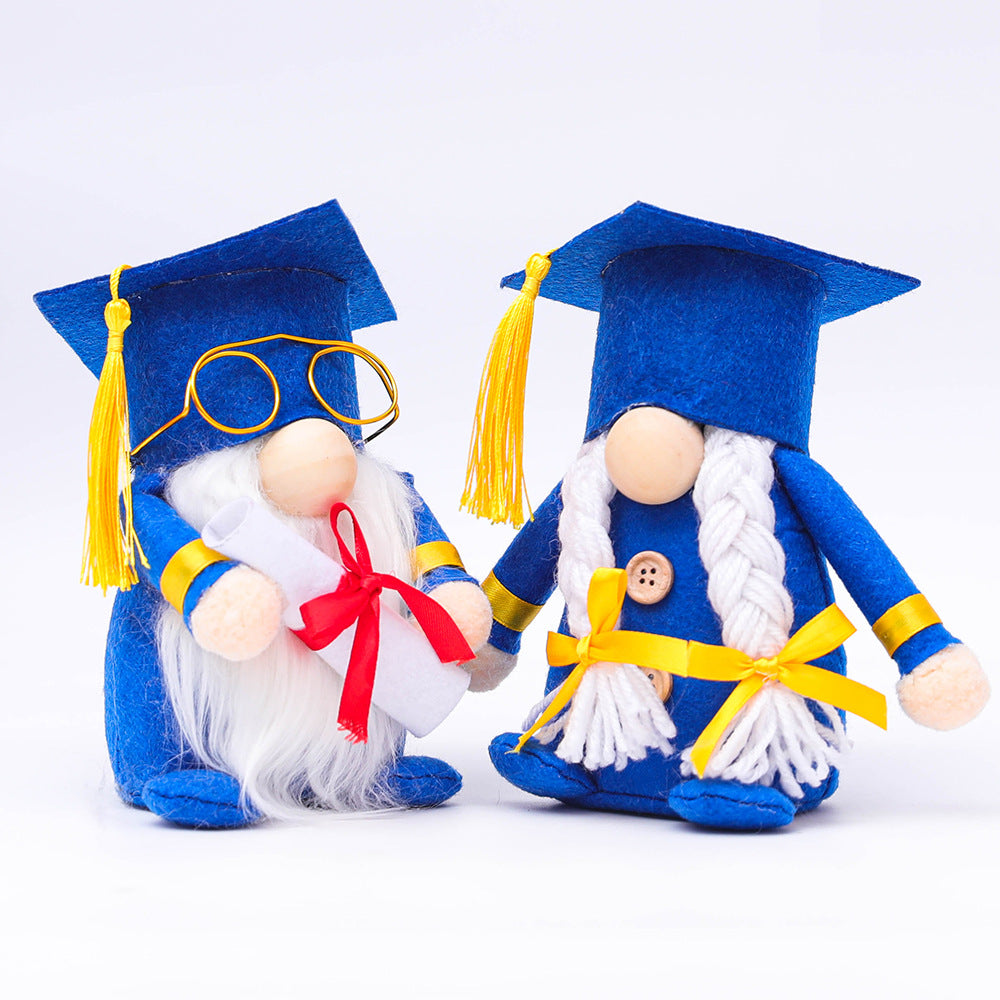 Blue Graduation Glasses Bachelor Doctor Faceless Rudolf Doll Decorative Toys