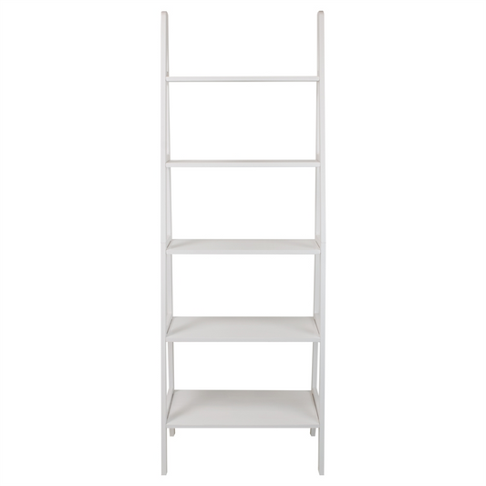 5-Shelf Ladder Bookcase-White