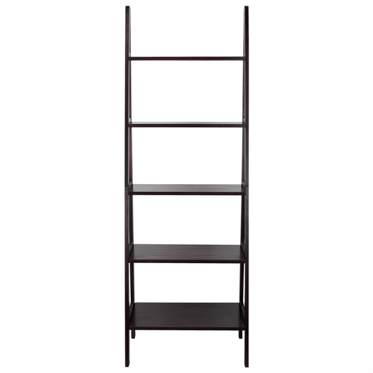 5-Shelf Ladder Bookcase-Espresso