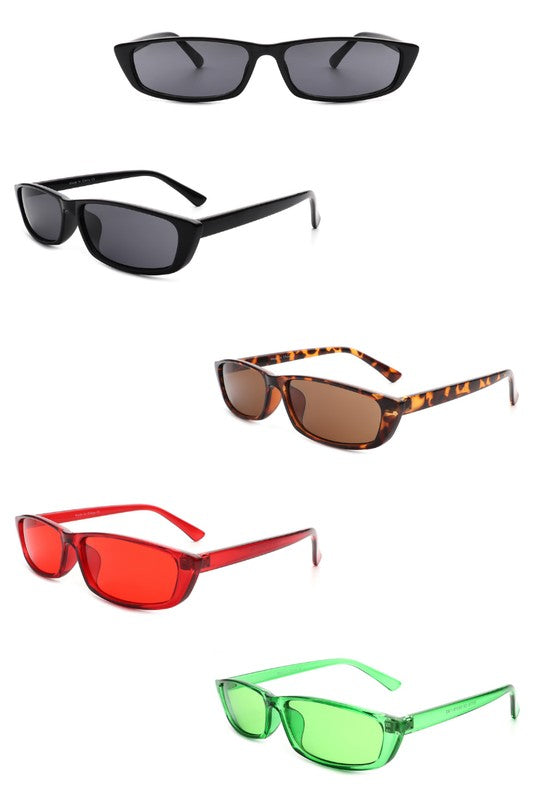 Rectangle Retro Slim Narrow Vintage Sunglasses