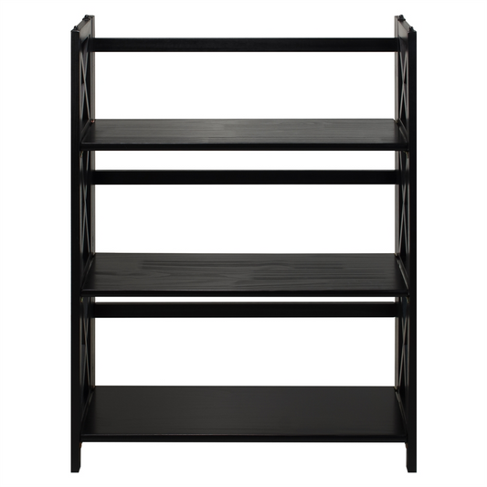 Montego 3-Shelf Folding Bookcase -Black