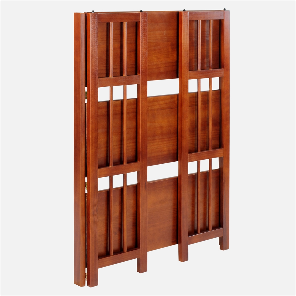 3-Shelf Folding Stackable Bookcase 27.5" Wide-Mahogany