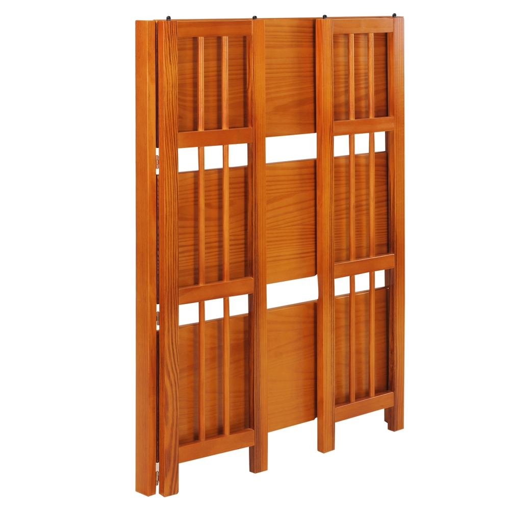 3-Shelf Folding Stackable Bookcase 27.5" Wide-Honey Oak