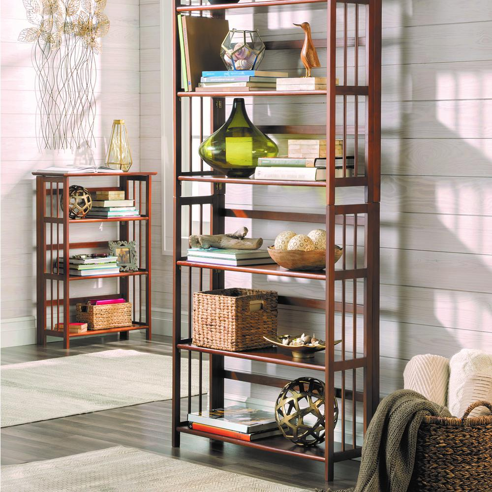 3-Shelf Folding Stackable Bookcase 27.5" Wide - Chestnut