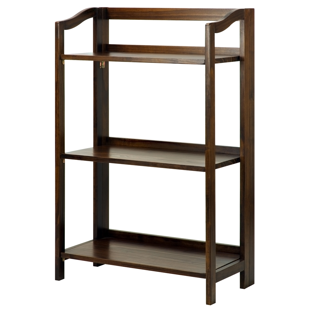 Stratford 3-Shelf Folding Bookcase-Warm Brown