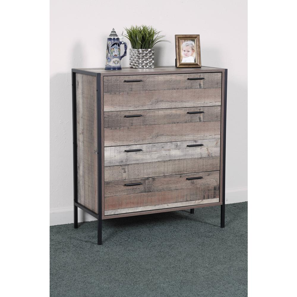 Four Drawer Chest with Metal Frame and Legs