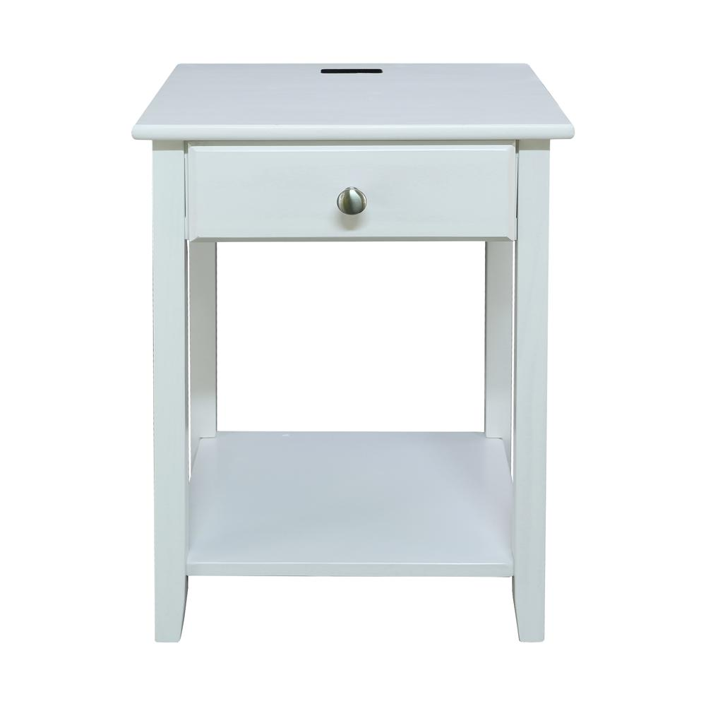 Night Owl Nightstand with USB Port-White