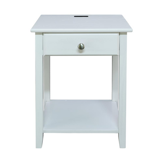 Night Owl Nightstand with USB Port-White