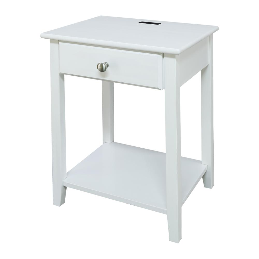 Night Owl Nightstand with USB Port-White