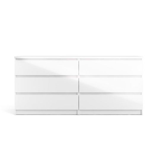 6 Drawer Double Dresser White High Gloss