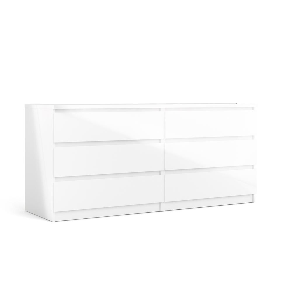 6 Drawer Double Dresser White High Gloss