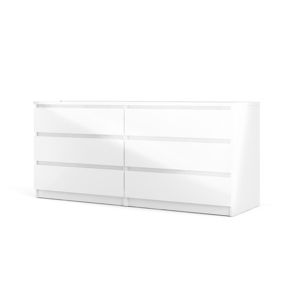 6 Drawer Double Dresser White High Gloss