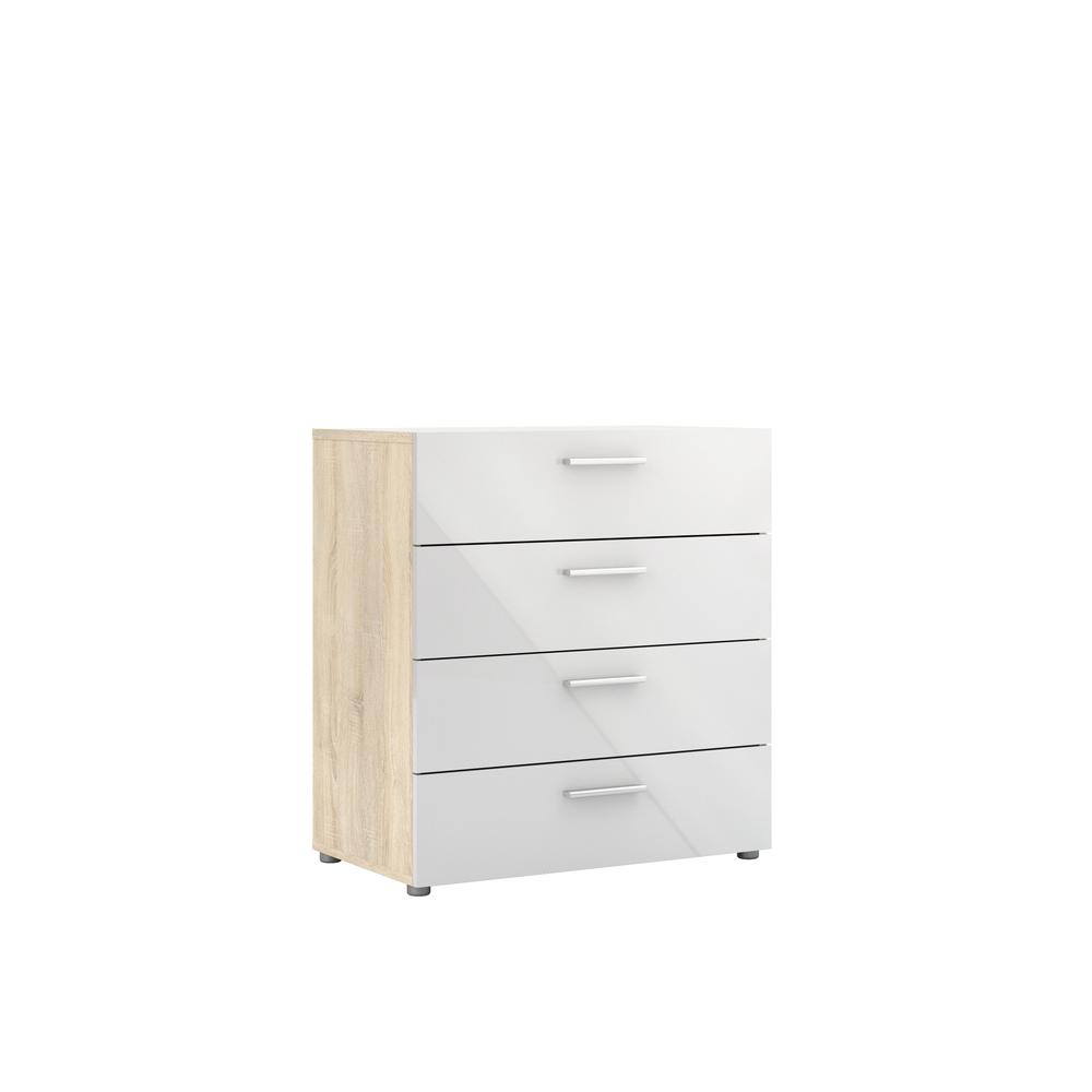 Austin 4 Drawer Chest, Oak Structure/White High Gloss