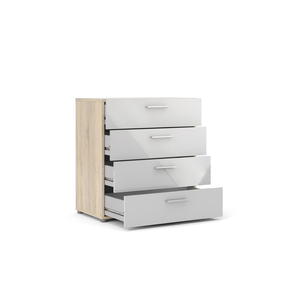 Austin 4 Drawer Chest, Oak Structure/White High Gloss