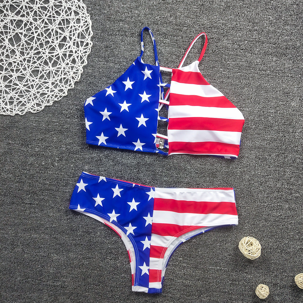 Star flag printed bikini