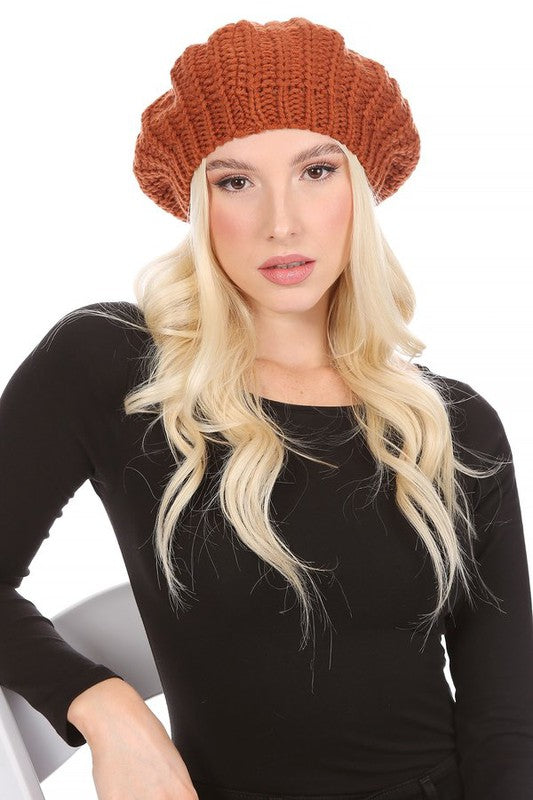 KNITTED CABLE KNIT FASHION BERET