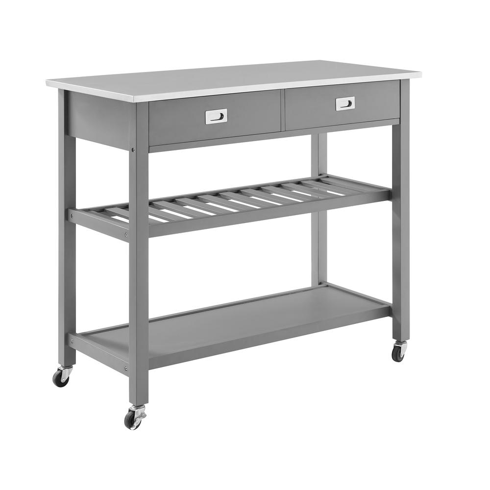 Chloe Stainless Steel Top Kitchen Island/Cart Gray/Stainless Steel