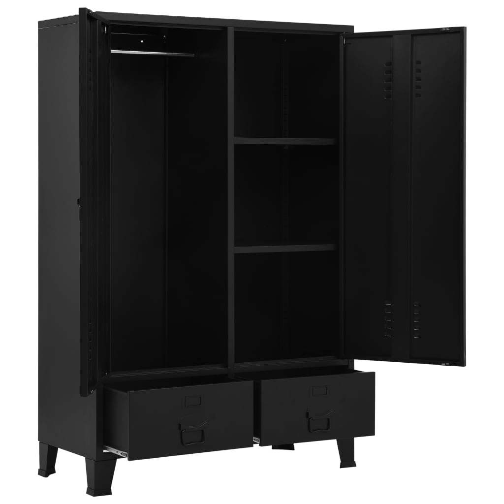 Wardrobe Industrial Black 35.4"x15.7"x55.1" Steel