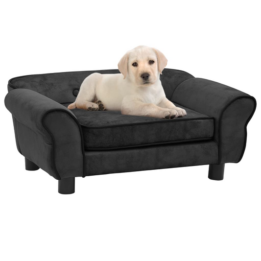 vidaXL Dog Sofa Dark Gray 28.3"x17.7"x11.8" Plush