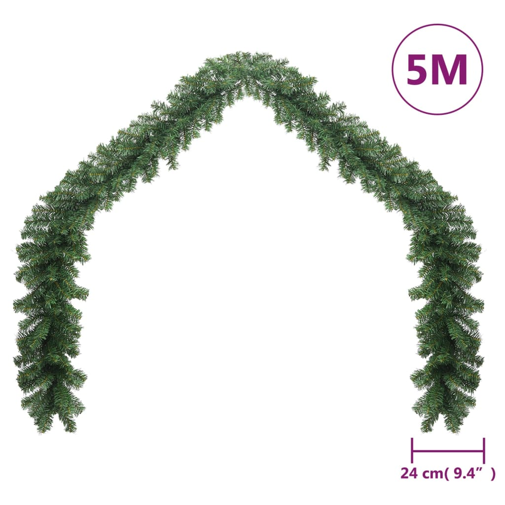 vidaXL Christmas Garland with LED Lights 16 ft