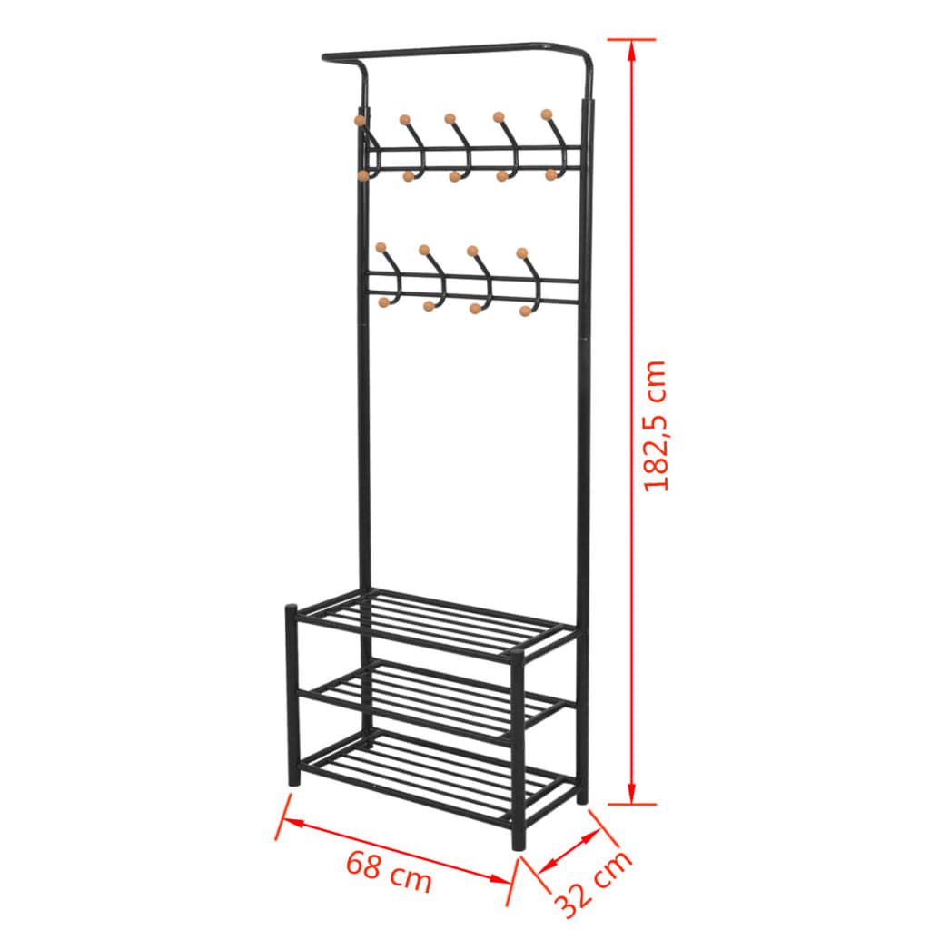 Clothes Rack with Shoe Storage 26.8"x12.6"x71.9" Black