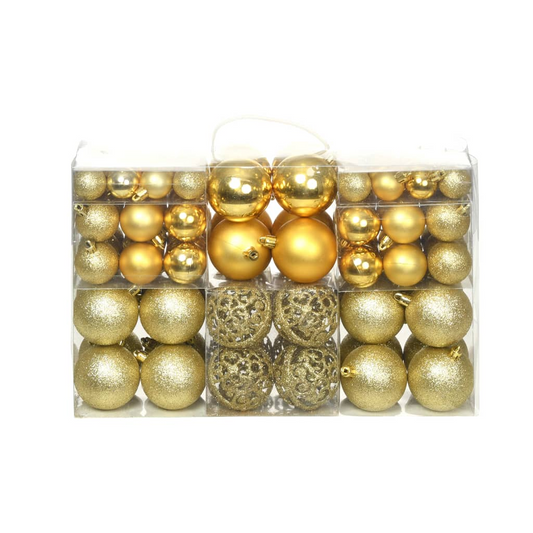 100 Piece Christmas Ball Set 1.2"/1.6"/2.4" Gold