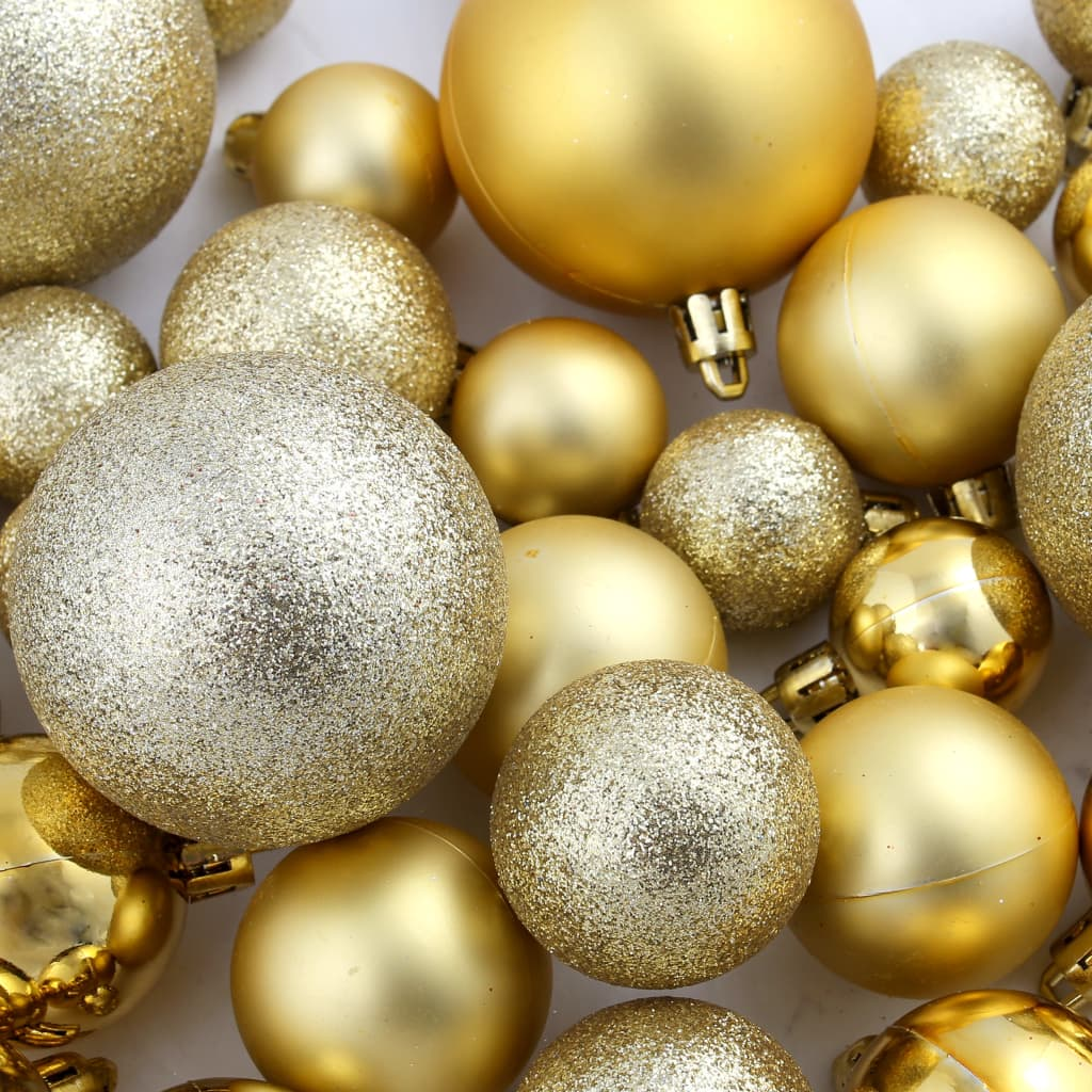 100 Piece Christmas Ball Set 1.2"/1.6"/2.4" Gold