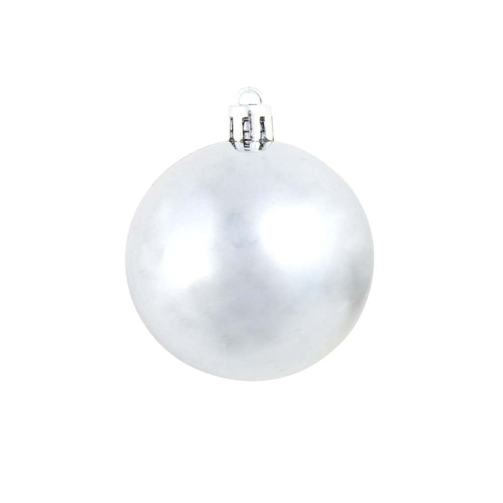 100 Piece Christmas Ball Set 1.2"/1.6"/2.4" White/Gray