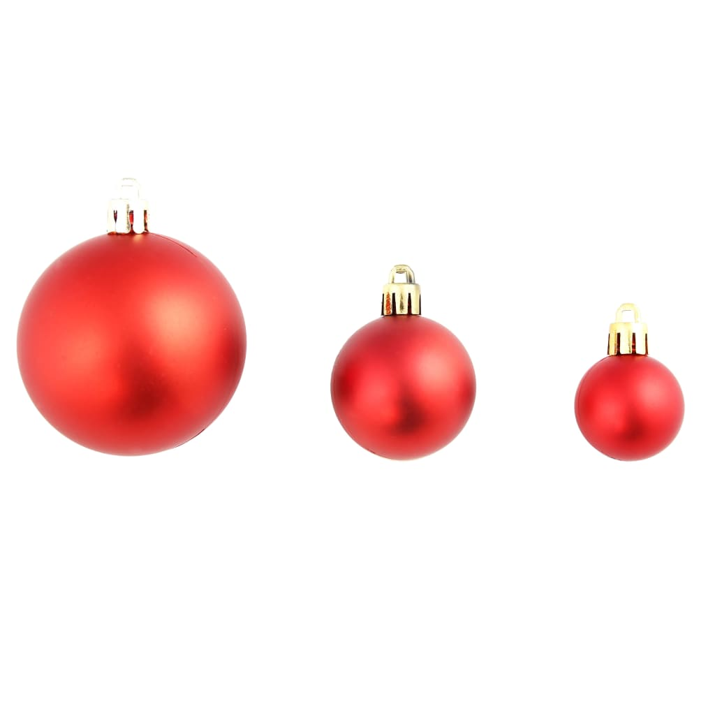 100 Piece Christmas Ball Set 1.2"/1.6"/2.4" Red